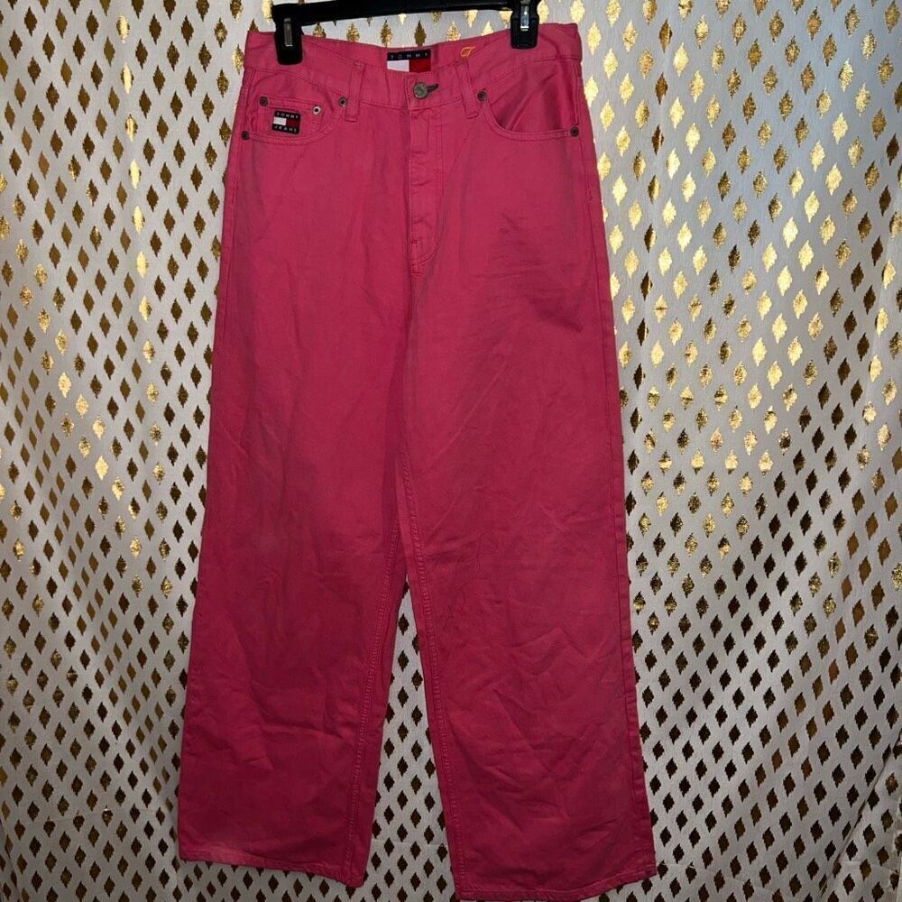 Tommy Hilfiger Tommy jeans pink wide leg baggy vintage Y2K size 28/32 28x32